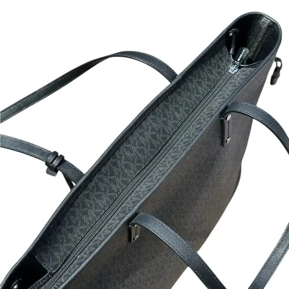 Michael Kors Black MK Logo Jet Set Travel Tote - Picture 7 of 12